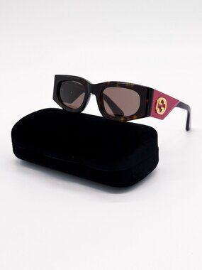 NEW GUCCI SUNGLASSES GG1664S 004 HAVANA RED WOMEN GUCCI EYEWEAR